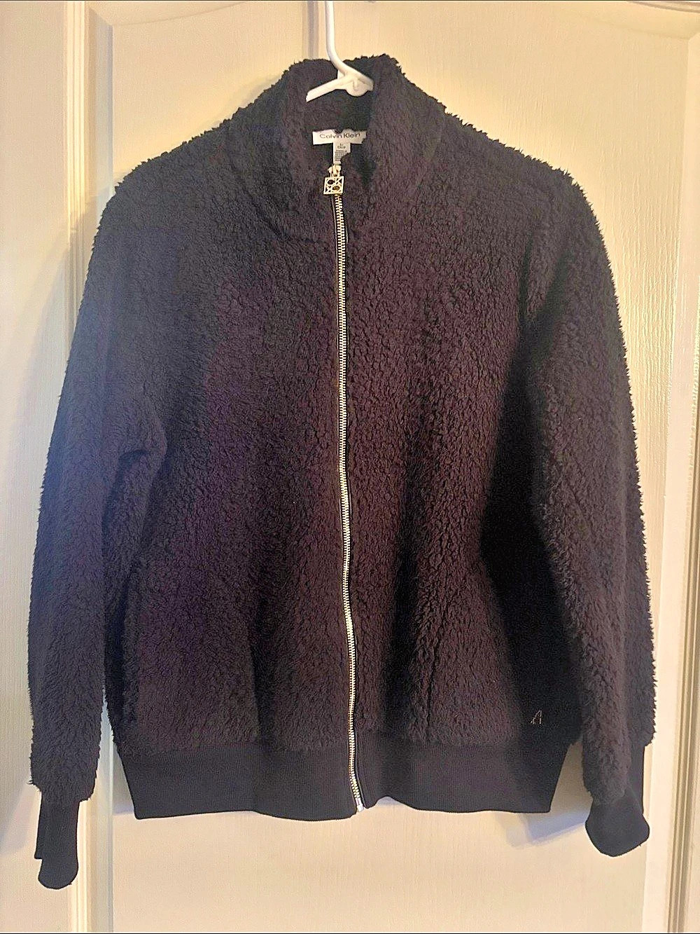 Calvin Klein Sherpa Full-Zip Jacket Black Teddy Jacket Small